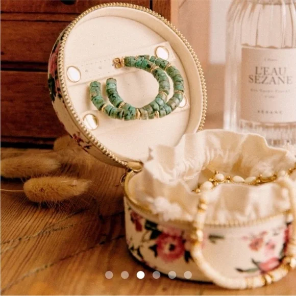 Sézane Jewelry Case Vintage Flower Print Organic Cotton - Picture 3 of 8